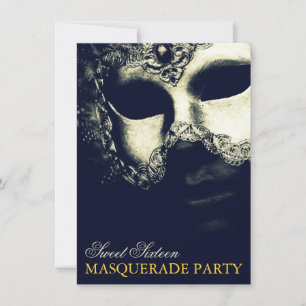 Elégant Silver Gold Sweet 16 Masquerade Invitation