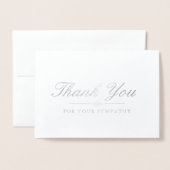 Elegant Silver & Gray Sympathie Dank u Folie Kaarten (Voorkant met envelop)