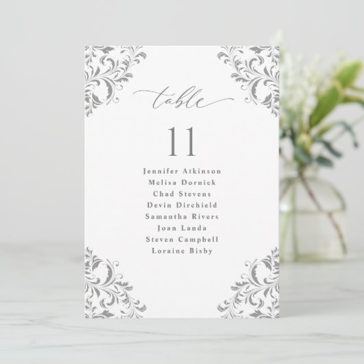 Elegant Silver Gray Wedding Seding Chart Kaarten (Staand voorkant)