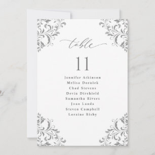 Elegant Silver Gray Wedding Seding Chart Kaarten