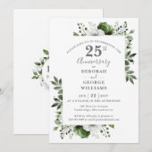 Elegant Silver Greenery 25e bruiloft Jubileum Kaart (Voorkant / Achterkant)