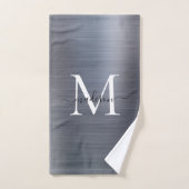 Elegant Silver Grey Bored Metal Monogram Script Bad Handdoek (Handdoek)