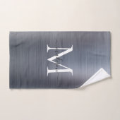 Elegant Silver Grey Bored Metal Monogram Script Bad Handdoek (Handdoek)