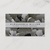 Elegant Silver Grey en Black Floral Visitekaartje (Voorkant)