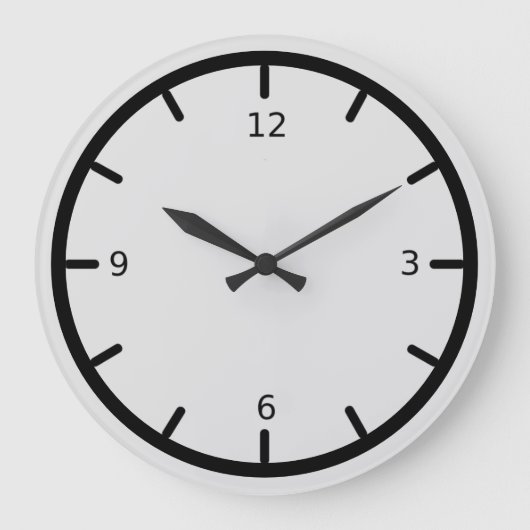 Elegant Silver Grey en Black Grote Klok (Voorkant)