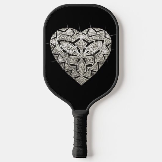 Elegant Silver Heart Pickleball Paddle (Achterkant)