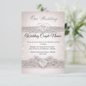 Elegant Silver Heart Wedding Invitations (Debout devant)