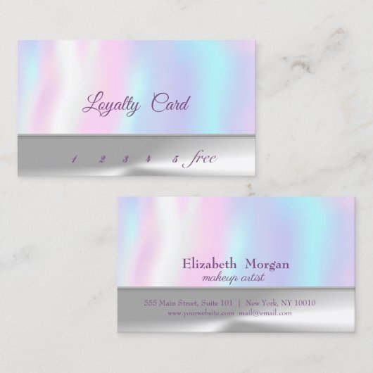 Elegant Silver, Holographic Loyalty Kaart (Voorkant / Achterkant)