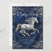 Elegant Silver Horse Derby Party Invitation with N (Devant)