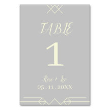Elegant Silver & Ivory Wedding Table Number