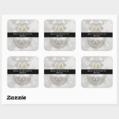 Elegant Silver-kerstbal op Bokeh Kitchen Vierkante Sticker (Vel)