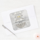 Elegant Silver-kerstbal op Bokeh Kitchen Vierkante Sticker (Envelop)