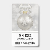 Elegant Silver-kerstbal op Bokeh Lights Badge (Back)