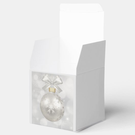 Elegant Silver-kerstbal op Bokeh Lights Bedankdoosjes (Geopend)