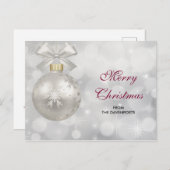 Elegant Silver-kerstbal op Bokeh Lights Briefkaart (Voorkant / Achterkant)