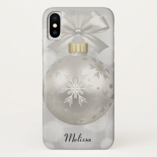 Elegant Silver-kerstbal op Bokeh Lights iPhone X Hoesje