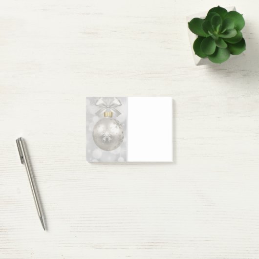 Elegant Silver-kerstbal op Bokeh Lights Post-it® Notes (Kantoor)