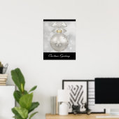 Elegant Silver-kerstbal op Bokeh Lights Poster (Thuiskantoor)