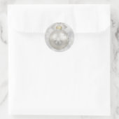 Elegant Silver-kerstbal op Bokeh Lights Ronde Sticker (Tas)