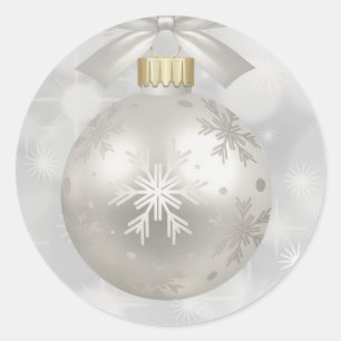 Elegant Silver-kerstbal op Bokeh Lights Ronde Sticker