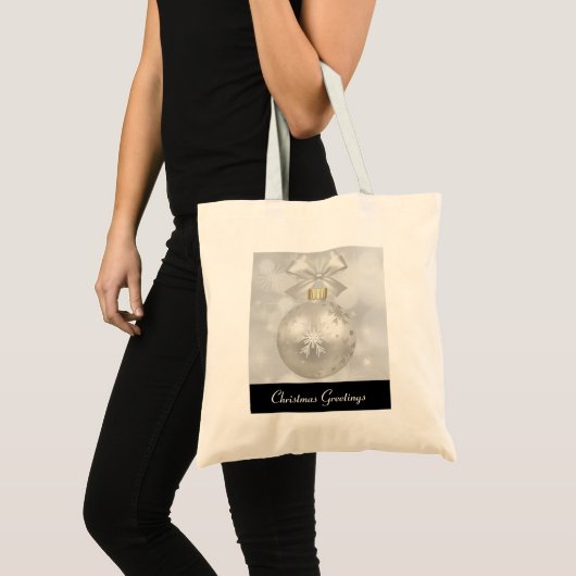 Elegant Silver-kerstbal op Bokeh Lights Tote Bag (Voorkant (product))