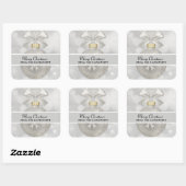 Elegant Silver-kerstbal op Bokeh Lights Vierkante Sticker (Vel)