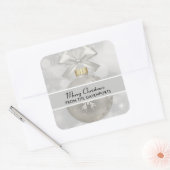 Elegant Silver-kerstbal op Bokeh Lights Vierkante Sticker (Envelop)