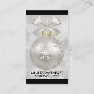 Elegant Silver-kerstbal op Bokeh Lights Visitekaartje