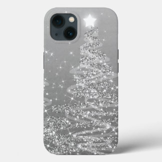 Elegant Silver-kerstmousserende bomen iPhone 13 Hoesje