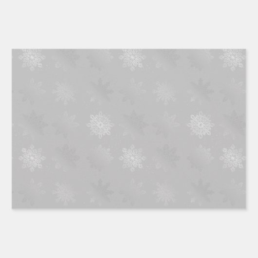 Elegant Silver-kerstsnowflake-patroon Inpakpapier Vel (Voorkant 3)