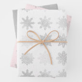 Elegant Silver-kerstsnowflake-patroon Inpakpapier Vel (In situ)