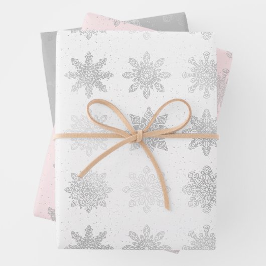 Elegant Silver-kerstsnowflake-patroon Inpakpapier Vel (In situ)