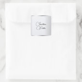 Elegant Silver Kijk Typografie Moderne Sjabloon Vierkante Sticker (Tas)