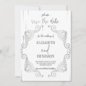 Elegant Silver-klasser minimaliseert de datum Save The Date (Voorkant)