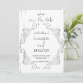 Elegant Silver-klasser minimaliseert de datum Save The Date (Staand voorkant)