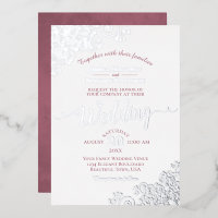 Elegant Silver Lace & Dusty Roos op White Wedding