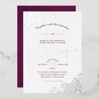 Elegant Silver Lace en Magenta op White Wedding