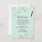 Elegant Silver Lace & Photo Mint & Navy Wedding Save The Date (Achterkant)