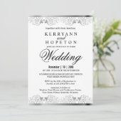 Elegant Silver Lace Wedding  Kaart (Staand voorkant)