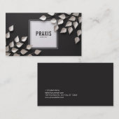 Elegant Silver Leaf Botanical Black Visitekaartje (Voorkant / Achterkant)