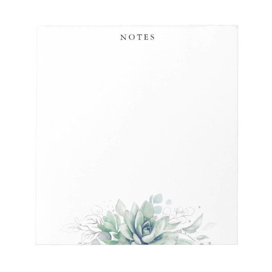 Elegant Silver Leaves Succulents Greenery Notitieb Notitieblok (Voorkant)