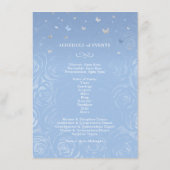 Élégant Silver Light Blue Roses menu Programme (Dos)