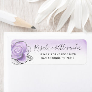 Elegant Silver Light Paars Roos Return Address Etiket