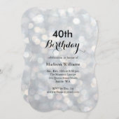 Elégant Silver Lights 40e anniversaire Invitation (Devant / Derrière)