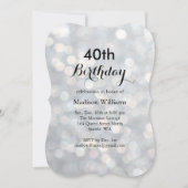 Elégant Silver Lights 40e anniversaire Invitation (Devant)