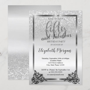 Elegant Silver Lijst Glitter 50e verjaardag Kaart