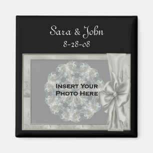 Elegant Silver Lijst Wedding Favor Photo Magnet Magneet