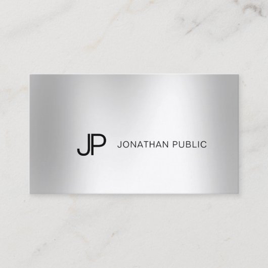 Elegant Silver look Modern Professional Monogram Visitekaartje (Voorkant)