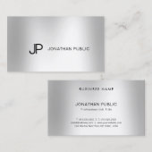 Elegant Silver look Modern Professional Monogram Visitekaartje (Voorkant / Achterkant)