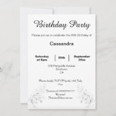 ELEGANT SILVER MARBLE BLACK WHITE CUSTOM BIRTHDAY KAART (Voorkant)